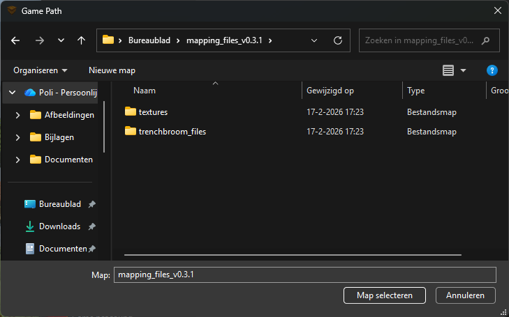 Select mapping folder screenshot