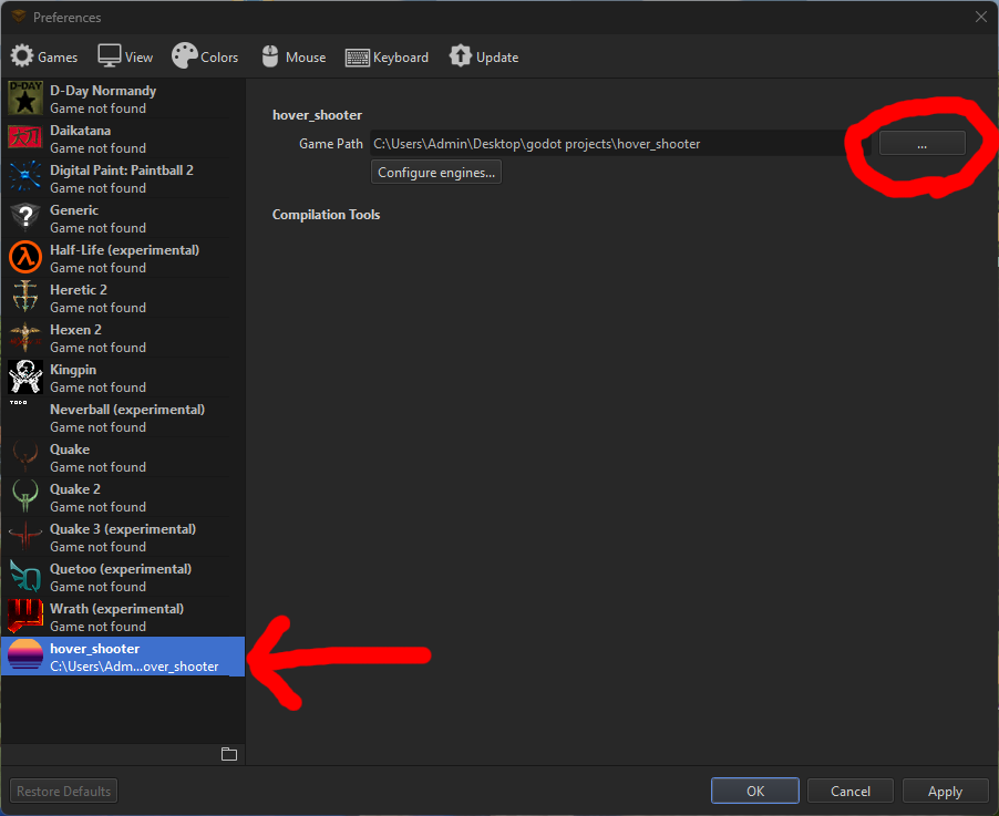 Game path screenshot