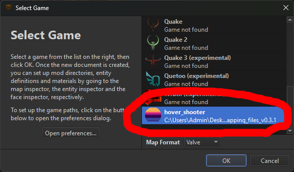 Hover Shooter option screenshot